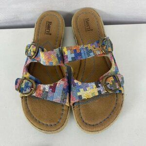 Born Color Block Adjustable Slip On Sandals Women Size 10